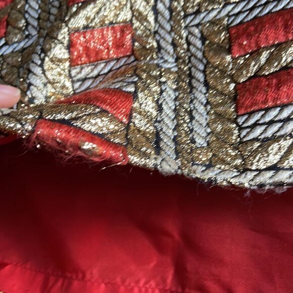 Vintage Gold Red Orange Hostess Maxi Party Dress. Union Label. - Picture 16 of 16